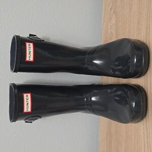 Hunter Original Short Gloss Rain Boots Dark Gray 8